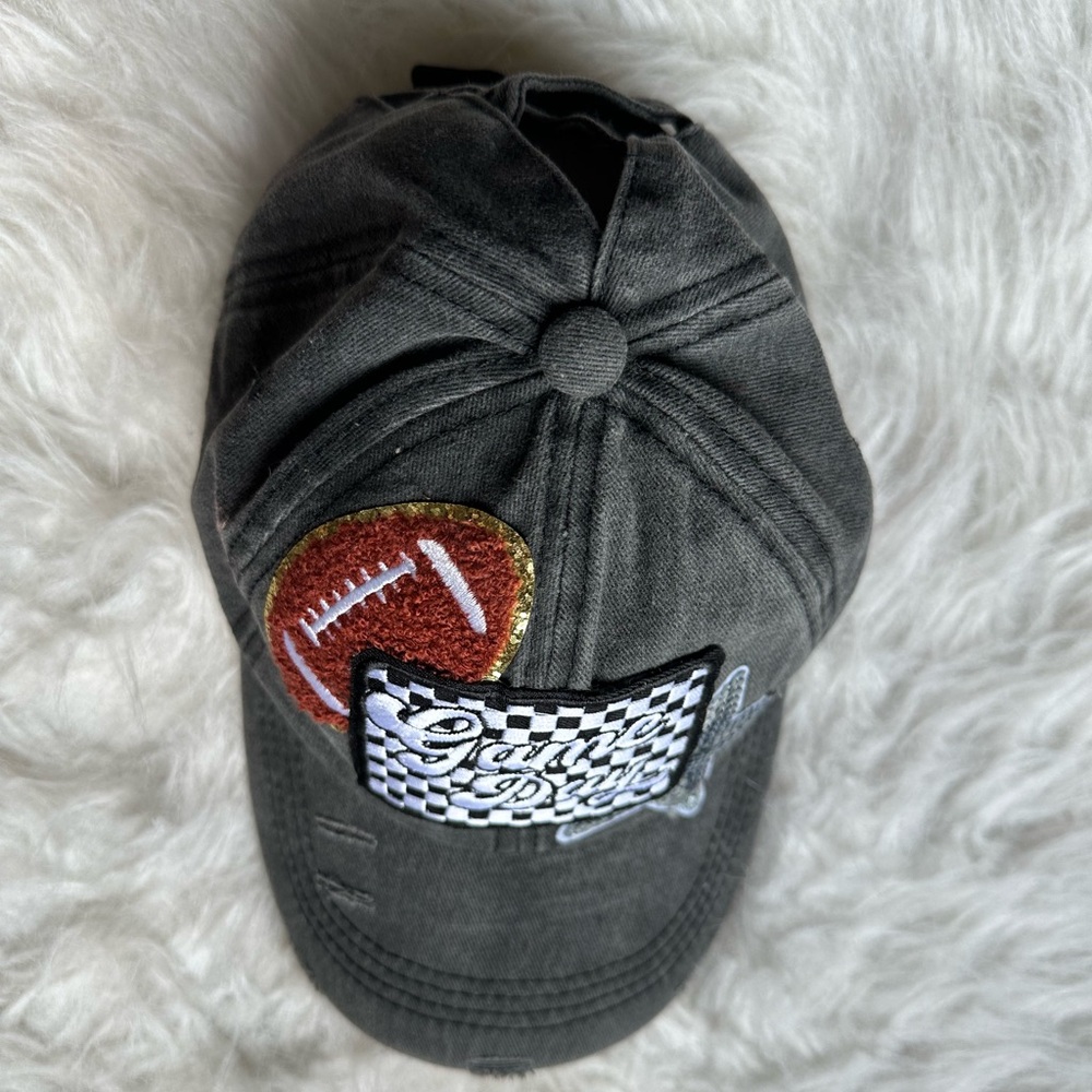 Checkered Game Day Hat Football Baseball Cap Checkerboard Sport Hat Criss Cross - Picture 2 of 4